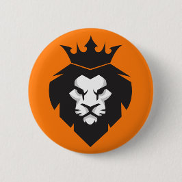 Stijl zwarte en witte koningsleeuw met kroonse But Ronde Button 5,7 Cm