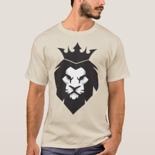 Stijl zwarte en witte koningsleeuw met kroonsteegj t-shirt