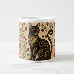  stijl, zwarte kat, batikpatroon, Antiek Grote Koffiekop