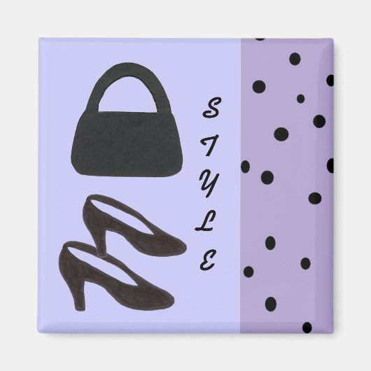 Stijl - Zwarte paars en zwarte schoenen Magneet (Voorkant)