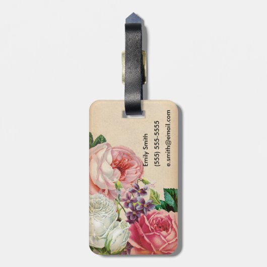  Stijlachtergrond met robuuste bloemen Bagagelabel (Achterkant verticaal)