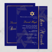 Stijlbalk Mitzvah/donkerblauw/goud Kaart (Voorkant / Achterkant)