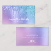 Stijlblauw en paars glitter druppelt haar en make- visitekaartje (Voorkant / Achterkant)