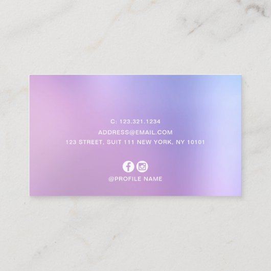 Stijlblauw en paars glitter druppelt haar en make- visitekaartje (Achterkant)