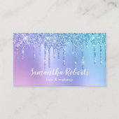 Stijlblauw en paars glitter druppelt haar en make- visitekaartje (Voorkant)