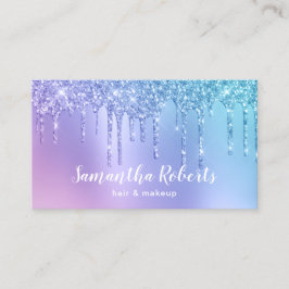 Stijlblauw en paars glitter druppelt haar en make- visitekaartje