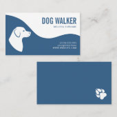 Stijlblauw en witte hond Silhouette Dog Walker Visitekaartje (Voorkant / Achterkant)