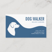 Stijlblauw en witte hond Silhouette Dog Walker Visitekaartje (Voorkant)