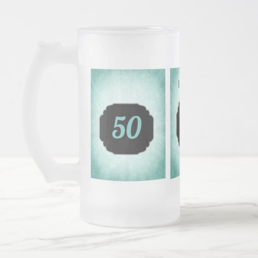 Stijlblauw en zwart 50e verjaardag ontwerp matglas bierpul (Links)