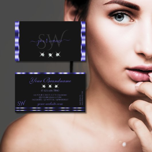 Stijlblauw en zwart mousserend Diamonds Visitekaartje