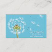 Stijlblauw met witte dandelion professioneel visitekaartje (Voorkant)