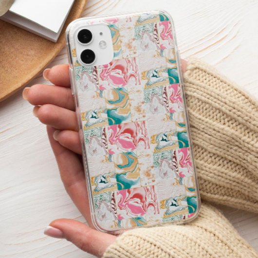 Stijlblauw roos goudmarmer vloeibare inkt esthetis Case-Mate iPhone case