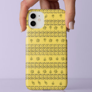 Stijlblauwe strepen zwart Floral geel esthetisch Case-Mate iPhone Case