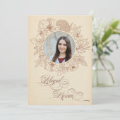 -Stijlbloemen Hebreeuws Bat Mitzva Uitnodiging (Staand voorkant)