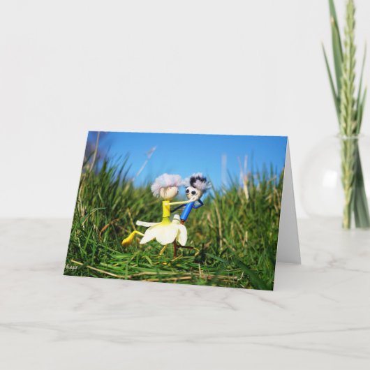 Stijldansende Fubby's in Narcissen jurk. Bedankkaart (Voorkant)