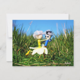 Stijldansende Fubby's in Narcissen jurk. Briefkaart