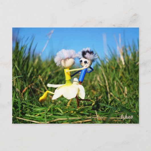 Stijldansende Fubby's in Narcissen jurk. Briefkaart (Voorkant)
