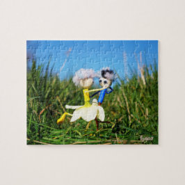 Stijldansende Fubby's in Narcissen jurk. Legpuzzel