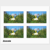 Stijldansende Fubby's in Narcissen jurk. Rechthoekige Sticker (Vel)