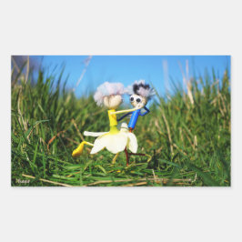 Stijldansende Fubby's in Narcissen jurk. Rechthoekige Sticker