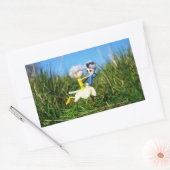 Stijldansende Fubby's in Narcissen jurk. Rechthoekige Sticker (Envelop)