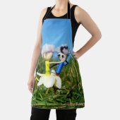 Stijldansende Fubby's in Narcissen jurk. Schort (Insitu)