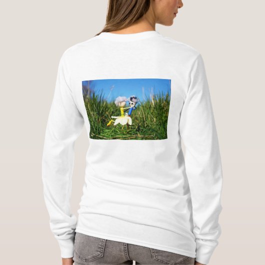 Stijldansende Fubby's in Narcissen jurk. T-shirt (Achterkant)