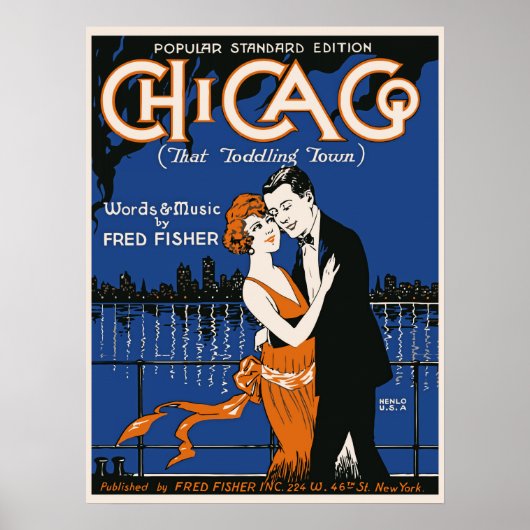 Stijldanstel uit de jaren 20, Chicago muziek Poster (Voorkant)