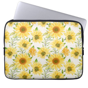 Stijlgele zonnebloemen met laptophoes laptop sleeve