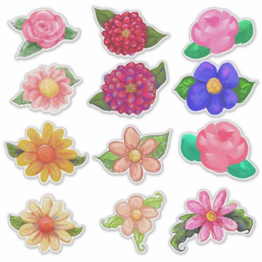  stijlgeverfde bloemen sticker (Voorkant)