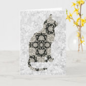 stijlgrijze en zwarte-kattekenkaart kaart (Gele Bloem)