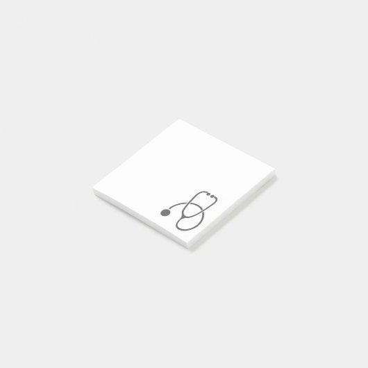 Stijlgrijze Stethoscoop op pastblauw Post-it® Notes (Schuin)