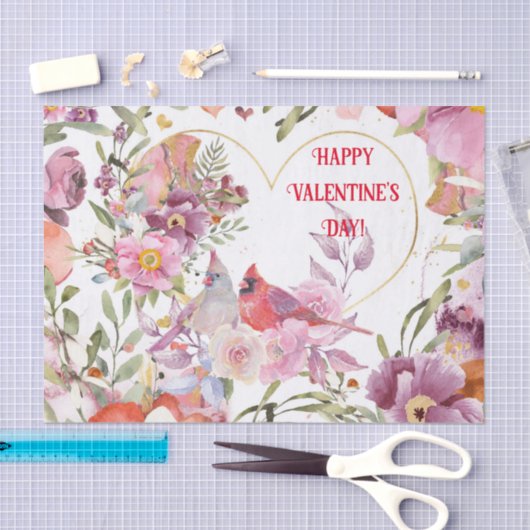  stijlkardinalen amid pasteelbloemen tissuepapier (Craft)