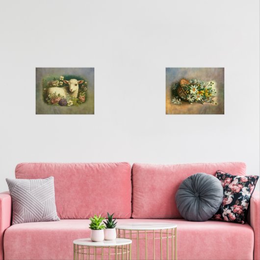Stijllamp en Bloemmand Mooi Muurkunst Sets (Woonkamer)