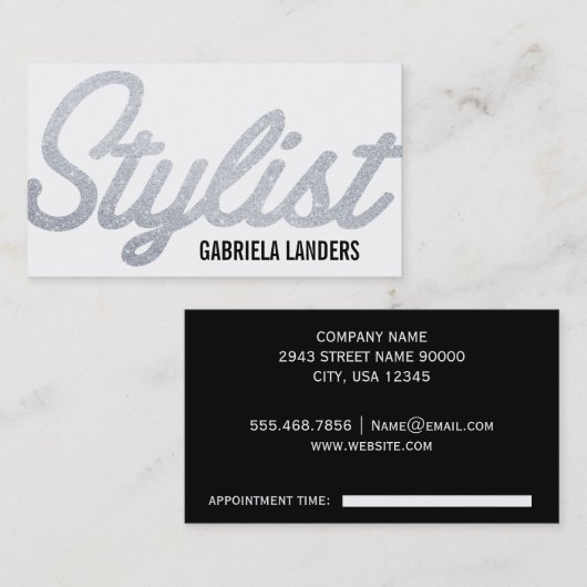 Stijllijst | Glitter Script (afsprakenkaart) Afsprakenkaartje (Voorkant / Achterkant)