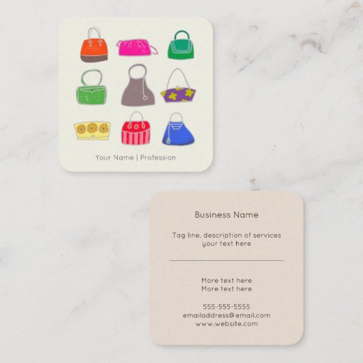 Stijllijst met modes vierkante visitekaartje (Voorkant / Achterkant)