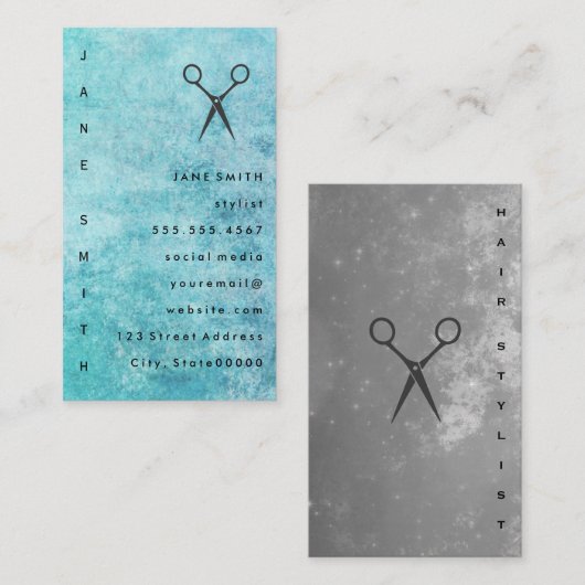 Stijllijst met Posh Blue Grey Texture Visitekaartje (Voorkant / Achterkant)