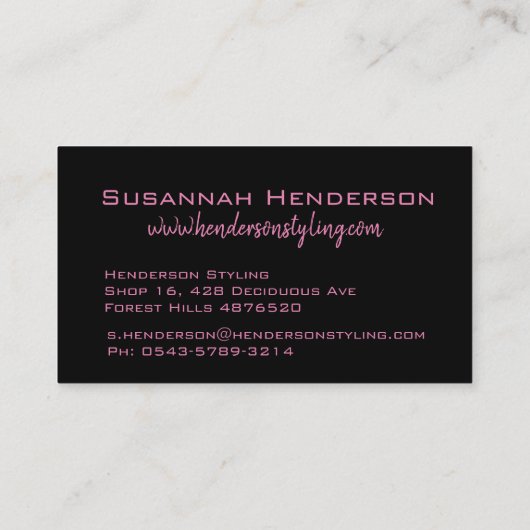 Stijllijst met roze dress-Mode Visitekaartje (Achterkant)