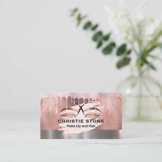 Stijllijst | Mua Roos Gold Foil | Bokeh Drip Visitekaartje (Staand voorkant)