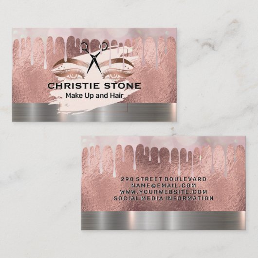 Stijllijst | Mua Roos Gold Foil | Bokeh Drip Visitekaartje (Voorkant / Achterkant)