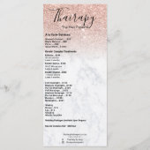 Stijllijst roos goudglitter marmer menu (Achterkant)