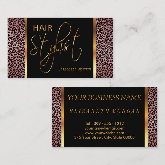 Stijllijst van het haar in een Stusty Roos Leopard Visitekaartje (Voorkant / Achterkant)