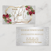 Stijllijst van het haar in een Witte Glitter en Fl Visitekaartje (Voorkant / Achterkant)