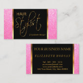 Stijllijst van het haar in een Zachte Roze Glitter Visitekaartje (Voorkant / Achterkant)