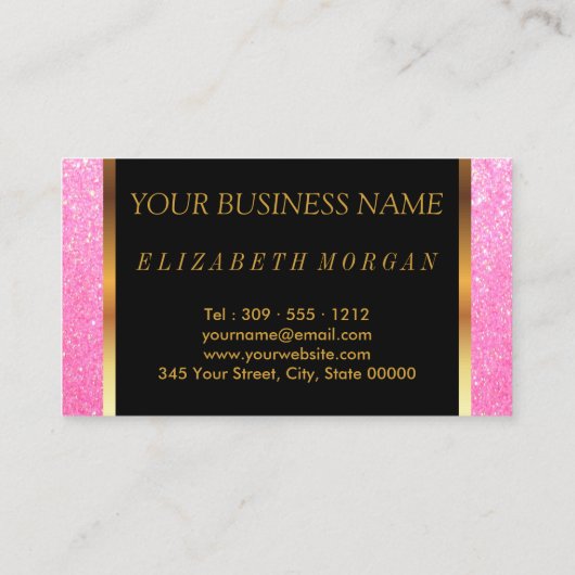 Stijllijst van het haar in een Zachte Roze Glitter Visitekaartje (Achterkant)
