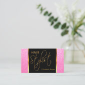 Stijllijst van het haar in een Zachte Roze Glitter Visitekaartje (Staand voorkant)