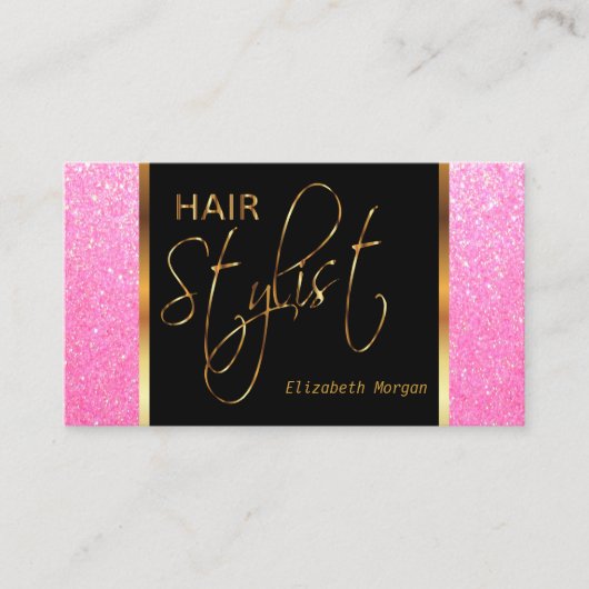 Stijllijst van het haar in een Zachte Roze Glitter Visitekaartje (Voorkant)