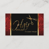 Stijllijst voor Classy Black, Gold en Red Hair Visitekaartje (Voorkant)