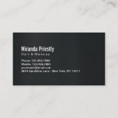 Stijllijst zwart-wit lange haarklop visitekaartje (Achterkant)