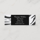 Stijllijst zwart-wit Zebra Mini Visitekaartje (Achterkant)